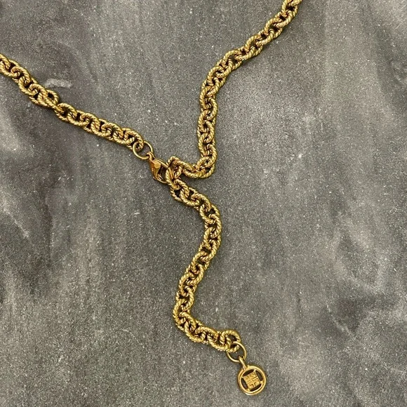 Vintage Givenchy Gold Lariat Adjustable Gold Chain Necklace - Picture 10 of 12